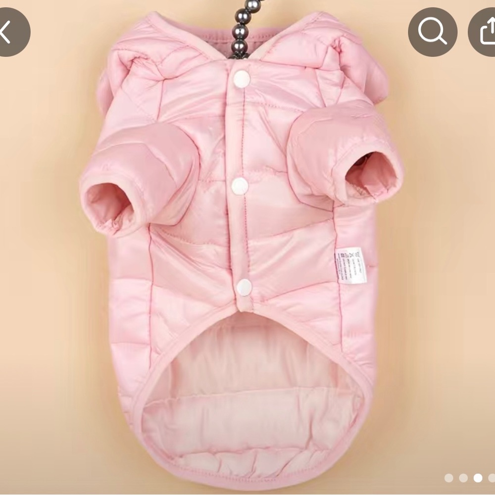 SHEIN Pink Quilted Puffer Dog Jacket with Hood